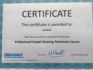 Cleansmart Cleaning Certificate