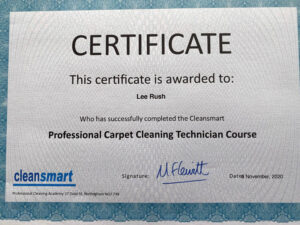 cleansmart cleaning certificate